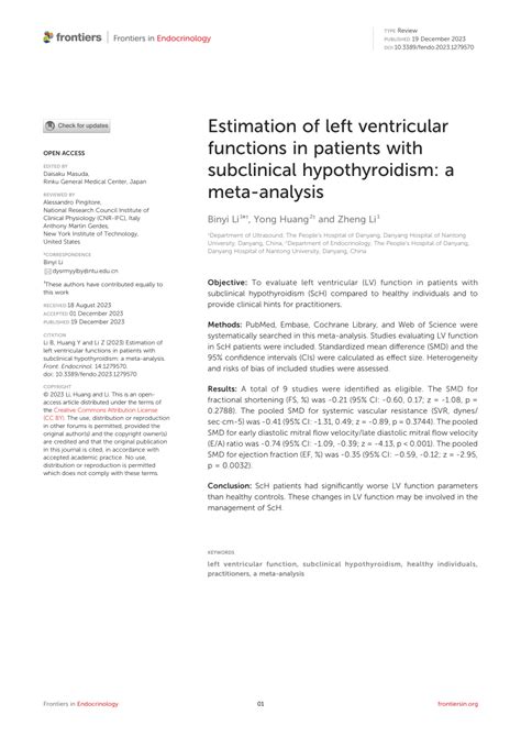 lv function hypothyroid|Estimation of left ventricular functions in patients with subclinical .